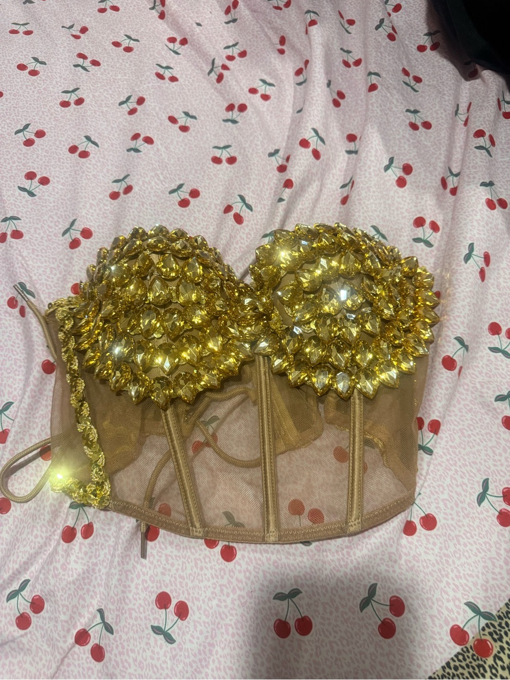 Diego Rhinestone Fringe Dress Set In Gold - Picture 3 of 8